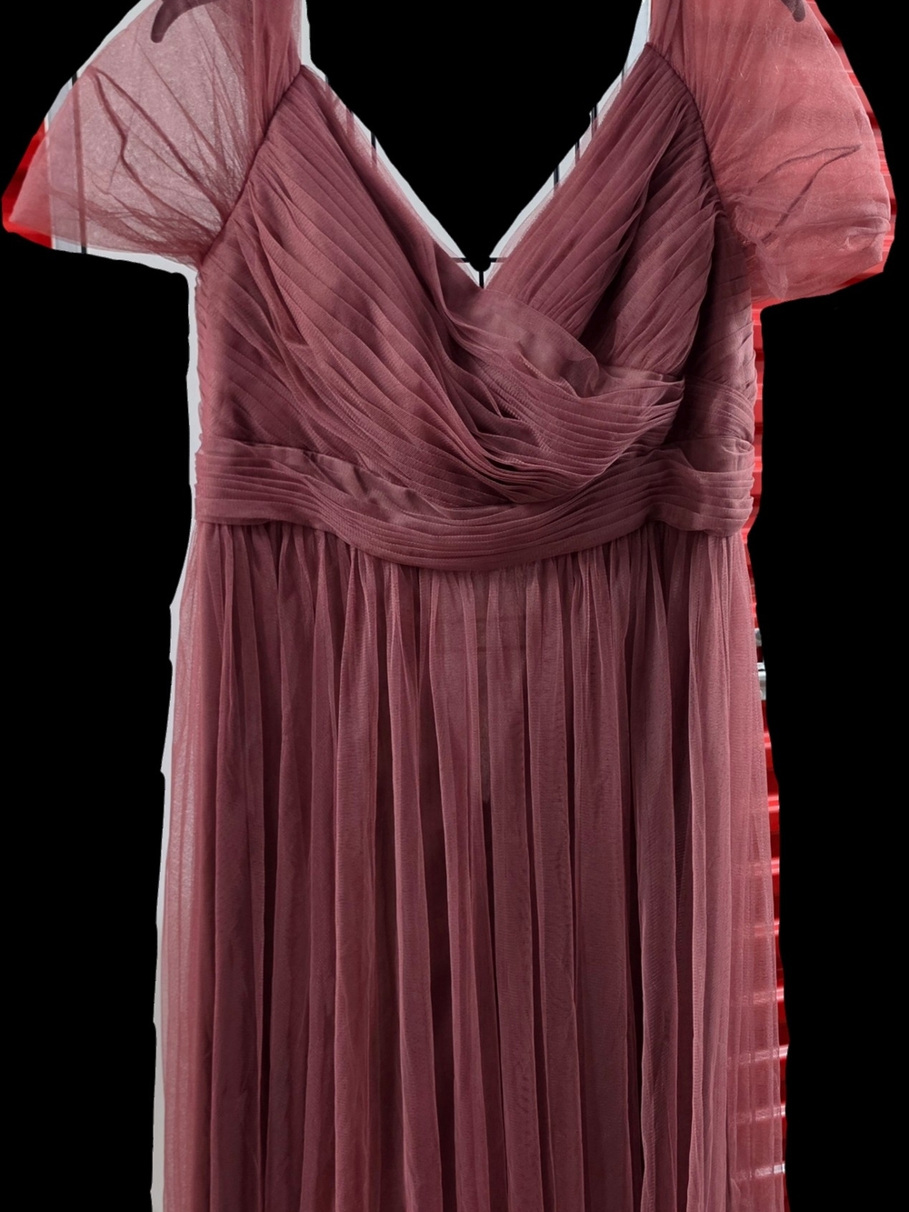 Jasmine Dusty Rose Pleated Tulle Maxi Dress